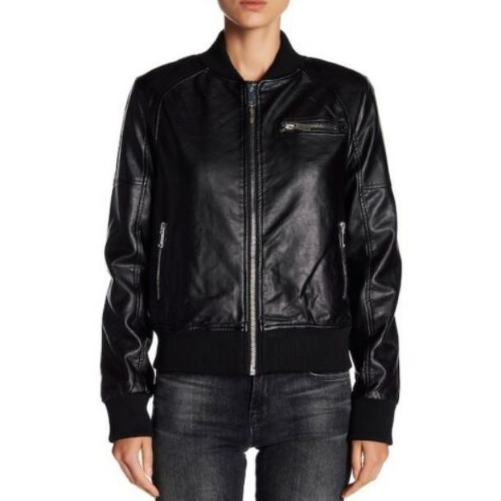 SOLD John & Jenn Vegan Leather Bomber Jacket - Picture 3 of 3